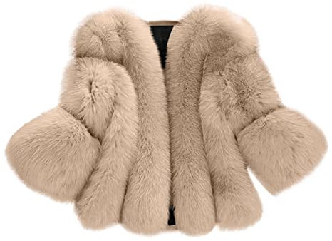 FUPODD Pelzmantel Damen Kurz Dicker Felljacke Damen Kunstpelz Mantel Fleecejacke Frauen Flauschig Pelzjacke Faux Pelz Winterjacke Warm Gefüttert Kunstfell Oberbekleidung Dicke Wintermantel Winter
