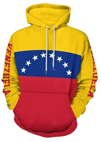 KETAFOUND Kapuzenpullover Für Herren Und Damen, Unisex, Mit Kordelzug Und Beuteltasche, 3D-Kapuzenpullover Mit Venezuela-Flagge, Oberteil In Großer Größe Für Freizeitkleidung, Arbeit,