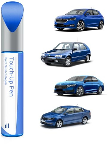 PARTS4EV 8X8X/ F5W Race Blu Metallizzato - Penna da ritocco compatibile con Skoda, corrispondenza esatta per scheggiature e graffi