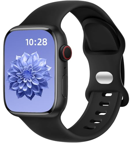 Dirrelo Compatible with Apple Watch Strap 44mm 45mm 46mm 42mm 49mm Women Men, Soft Silicone Sport Band Replacement for iWatch Apple Watch SE 3 2 Series 11 10 9 8 7 6 5 4 3 2 1 Ultra 3 2 Straps, Black