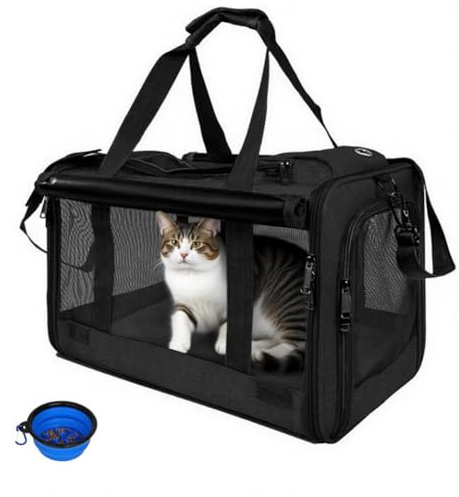 SHJOEE Transportin Perros y Gatos Plegable Bolsa de Transporte Transpirable para Mascotas Pet Carrier Portador de Mascotas Suave Bolso de Hombro Acolchado Suave Viaje Paseos Avion Tren o Auto