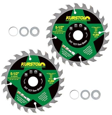 KURSTOL Hoja de Sierra Circular 140 x 20mm - 2 piezas 24 dientes TCT Discos Corte para Madera, Plástico, Contrachapado, Tableros de Partículas, Tableros Multicapa