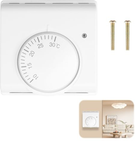 Mechanical Central Heating Room Thermostat with Neon Indicator Light, Home Wireless Thermostat Adjustable Dial Stat Replacement for Honeywell T6360B TC-RSTAT Compatible with Combi & System Boilers