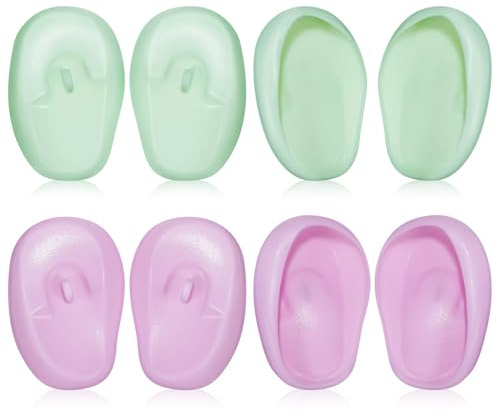 Orejeras de Peluquería de Silicona para Teñir, 4 Pares | Antideslizantes, para Rutina Capilar y Teñido en Casa, de Oídos Reutilizables