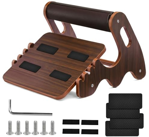 Reposapies de Madera Regulable en 3 Alturas (7/9/11 cm) con Ángulo ±60°, Balanceo Antideslizante 43x40,5cm Soporte Pies Escritorio para Oficina Casa, Alivio de Piernas Inquietas y Mejora Postura