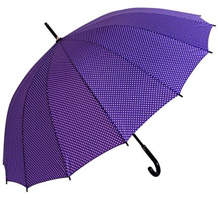 Karry XL Regenschirm Schirm Schnell Trocknent Optimaler Widerstand gegen Wind und Regen Pongee 190 T Lila Weiße Punkte 120 cm