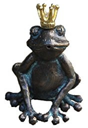Steinfiguren Horn Wasserspeier Froschkönig, Bronze Frosch, Tierfigur für Garten & Teich