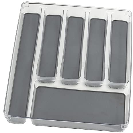 Wenko Portaposate a 6 scomparti - Inserto posate per cassetti, PET, 32 x 4.5 x 40 cm, Trasparente