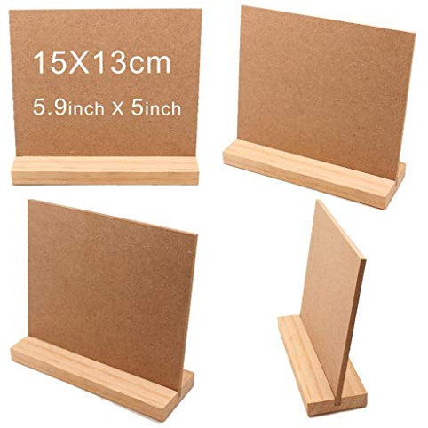 Tubayia 4 Stück Holztafel Tischaufsteller Memotafel Notiztafel für Zuhause, Hochzeit, Party