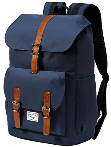 Kasgo Zaino da uomo zaino per computer portatile 15.6 pollici impermeabile vintage grande funzionale borsa da donna per affari scolastici tempo libero viaggio, Blu, Taille unique, Zaino daypack
