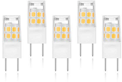 X-Molin 5 Pack-T4 JCD Bi-Pin G8 2Watt LED Light Bulbs Warm White JCD Type T4 G8 Under Cabinet Puck Lamp 120 Volt Undercabinet Microwave Oven Stove Top Kitchen Appliance Replacement Lighting Bi Pin