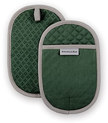 KitchenAid Asteroid Pot Holder 2-Pack Set, Pebbled Palm Green, 6.5x10