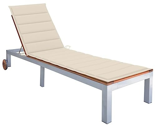vidaXL Akazienholz Massiv Sonnenliege mit Auflage Gartenliege Relaxliege Liege Gartenmöbel Freizeitliege Strandliege Saunaliege Verzinkter Stahl