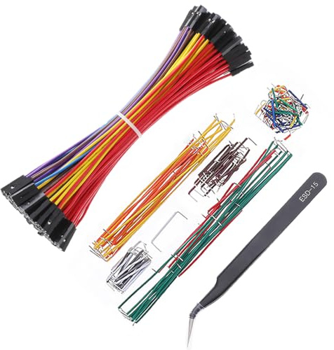 Bestlus Breadboard Jumper Wires Kabel 20 AWG plus 140 U Form Vorgeformte und Sortierte Dupont Kabel Steckbrücken Kits plus ESD-Pinzette Breadboard Jumper Wire Kits F/F 0,1 Kopf für Arduino (6/FF)