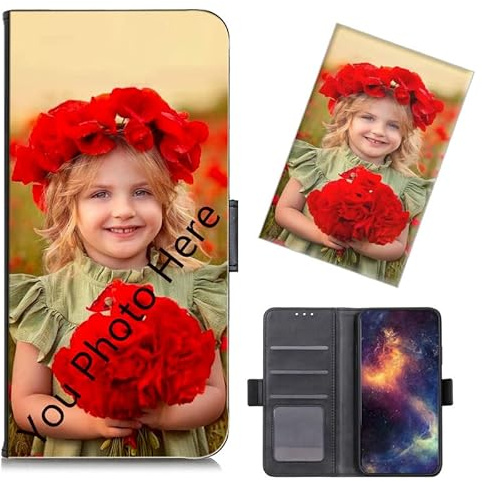 TIANDIMY Personalisierte Leder Handyhülle mit Foto für Samsung Galaxy A21 S, Text Bildern Foldable Flip Hülle, Ihr Eigenes Bild Brauch Klappbar Wallet Schutzhülle für Galaxy A21 S Case
