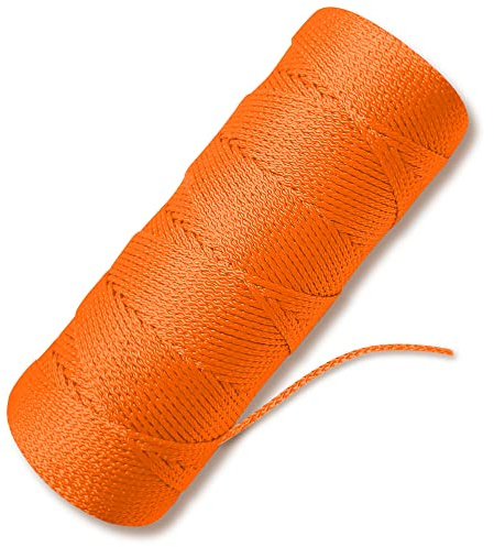 Orange Mason Line String Line - #18 Braided Nylon String - 250 Ft Length - Nylon Twine for Gardening Or Masonry Tools - Perfect Construction String for A String Level, Twine String for Gardening