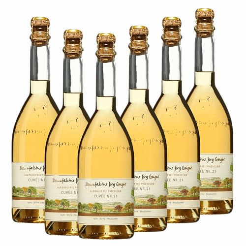 Bio Cuvée Nr. 21 Alkoholfrei Prickelnd mit gratis Sektverschluss, Jörg Geiger, 6er Paket