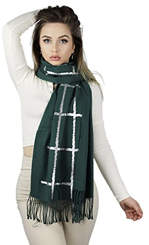 Heré Mood Super Weicher Damen Schal, Kaschmir Baumwolle und Viskose Stoff 70x185 cm Große Schals Luxuriöser, Klassischer und Kariert Winter-Schal mit Kaschmir-Gefühl Warmes