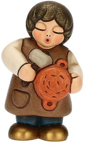 THUN - Venditore di Pentole in Ceramica Decorata a Mano, Colore Blu, Linea Presepe Classico, Decorazioni Natale Casa, 4.7x3.6x8 cm
