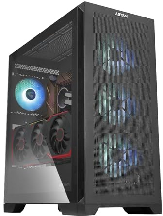 ABYSM Gaming Caja PC Gamer Danube MURA BX300 Black ARGB E-ATX, con 4 Ventiladores ARGB, Cristal Templado Lateral y Compatible con Tarjetas Gráficas de hasta 415 mm