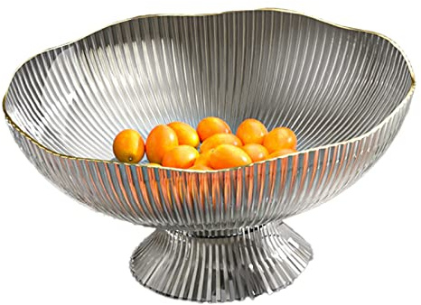 Obstschale mit Abtropffläche, Schöne Praktische Obstschale aus Kunststoff mit Ablaufloch für den Haushalt für den Couchtisch (Grau)