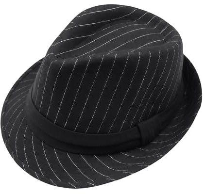 Bamboopack Cappello da uomo classico Manhattan strutturato Gangster Trilby Fedora Cappello Derby Jazz Cap Nero, Nero , 6 7/8 / 7 1/8