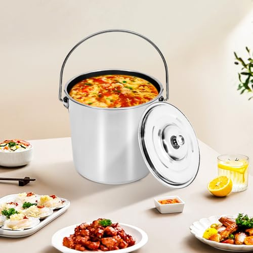 EurHomePlus Edelstahleimer 12L mit Deckel und Tragegriff lebensmittelechter | 1 mm stark, für Küche, Gastronomie, Haushalt, Lebensmittel und Wasser, Ø 26 cm