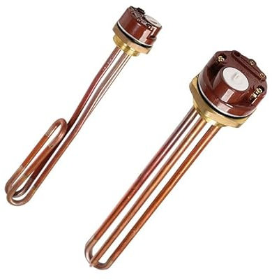 IpuDis DN32 1 1/4 kopparvärmeelement med termostat 220V varmvattenberedare med temperaturregulator Kan användas för camping sol vattenvärmare (Size : 220V, Color : 3KW Fold back Type)