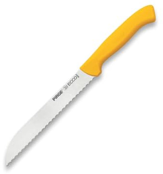 Pirge Ecco Brotmesser mit Wellenschliff Gelb, 17,5 cm für Schneiden von Brot, Bagels, Kuchen - Brötchenmesser - Sägemesser - Edelstahl Profi Küchenmesser - Ergonomisches Kunststoff Griffdesign