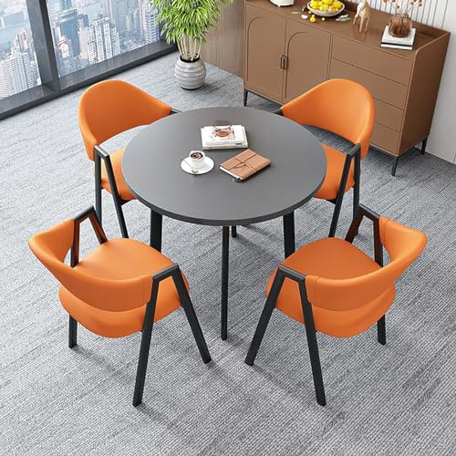 Modernes Esstisch Mit 4 Stühlen Set, Platzsparender Runder Café Tisch, Besprechungstisch Und Stuhl Kombination, Verhandlungstisch, Empfangtisch, Geeignet Für Esszimmer Küche Wohnzimmer (Color : D)