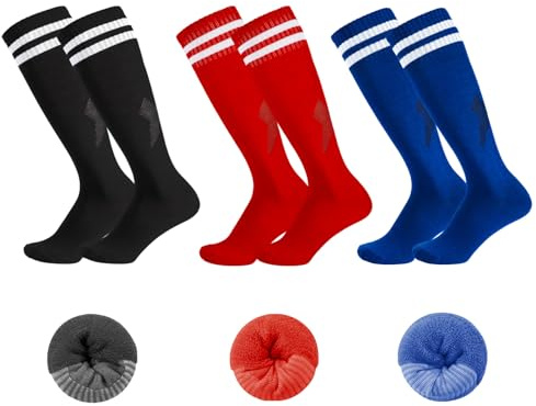 Invalidism 3 Pairs Kids Football Socks,Boys Football Socks Kids Soccer Sock