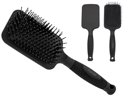 CEPILLO PADDLE BRUSH NEGRO BY AGV. Cepillo de goma suave y colchón de aire de gran tamaño, con puntas de nylon y diseño ergonómico.
