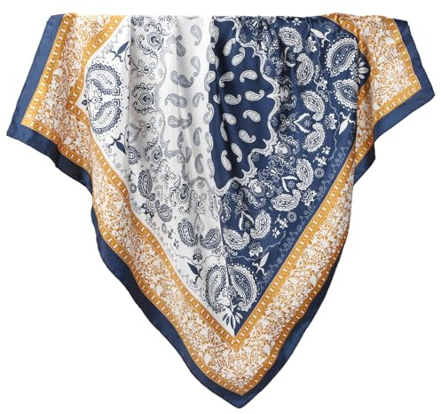 Wkjeneare Seidentuch,Kopftuch Damen Sommer,Satin Tuch Für Haare,Satin-Kopftuch Für Damen,Head Scarf Women,Quadratisch Seidenschal Für Damen,Seidentuch Groß, Marineblaue Schals 1Stk