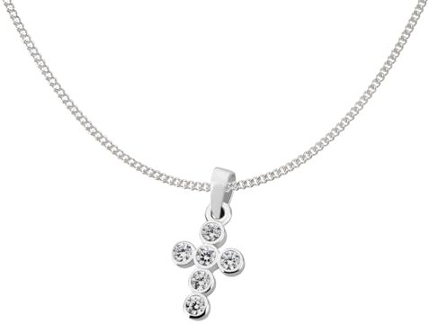 Ardeo Aurum Damen Schmuck-Set aus 333 Gold Weißgold Kreuz Anhänger Panzerkette 1 mm Länge 50 cm