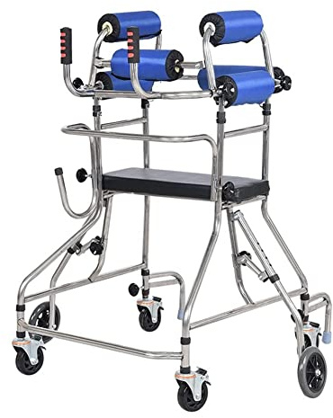 Rollator Lauflernhilfe für ältere Menschen Erwachsene Gehhalterung Edelstahl Sechsrad Rehabilitationstraining für Behinderte Erwachsene Senioren Warm wie je zuvor