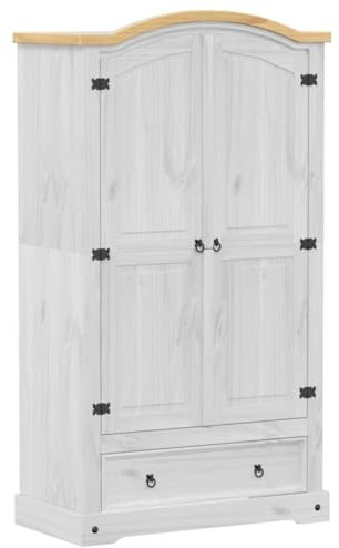 vidaXL Kleiderschrank Corona Weiß 102x52x186 cm Massivholz Kiefer