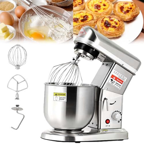 HNBYLMM Impastatrice planetaria, Ciotole da 5 Litri e 10 Litri, Robot da Cucina a 3 velocità da 500W, Impastatrice Elettrico in Acciaio Inossidabile con Gancio per impastare, Frusta, sbattitore,5L
