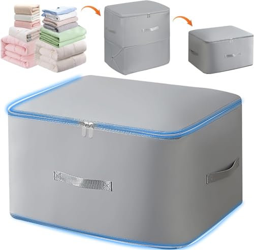 Sadodo Ultra Platz Sparender,Selbstkomprimierende Aufbewahrungstasche,2024 Neue Compression Storage Bag,Koffer Organizer Groß,Geeignet für Kleidung, Steppdecken (Grau, XL 【54 * 42 * 50CM】)