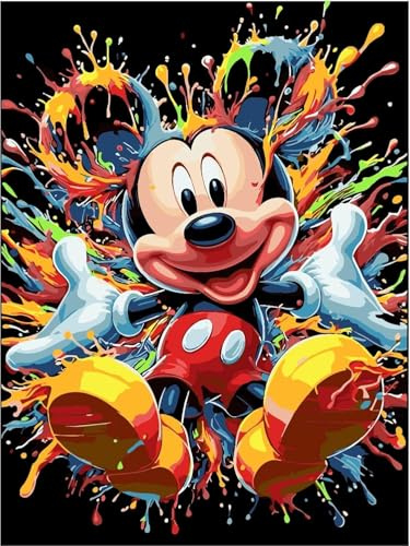 Paint by Numbers for Adults- Cartoon Mouse Painting by Number Kits On Canvas, Anime Craft Art Painting Kit Acrylic Pigment Drawing Paintwork Decor(12x16inch)