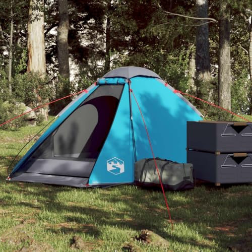 Tino Tech Tienda de campaña de cúpula para 2 personas, resistente al viento, tienda de campaña familiar, grande, para festivales, para familia, trekking, 255 x 150 x 105 cm, azul poliéster