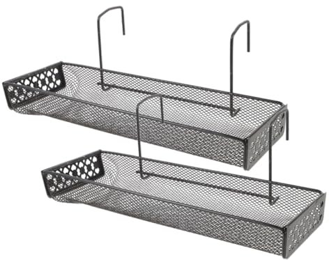 PartyKindom Estante Colgante Metálico De 2 Niveles Para Escritorio y Balcón, Soporte Para Macetas y Plantas De Exterior, Color Negro, Adecuado Para Oficina y Cocina