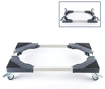 Soporte de pedestal para lavavajillas Muebles móviles ajustables Plataforma rodante Ancho de la base de la lavadora 15-22 pulgadas Longitud 26-34 pulgadas Bandejas de piso para secadora, refrigerado