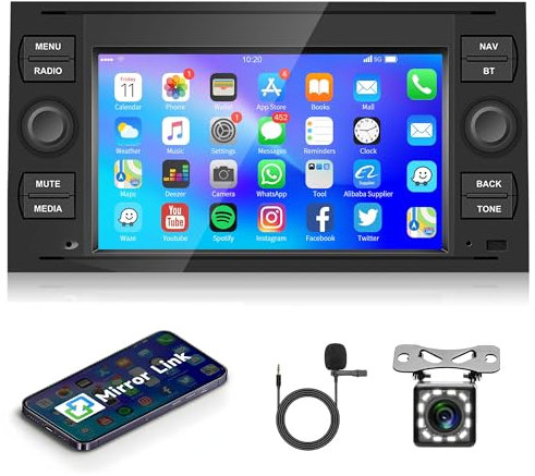 Android Car Stereo for Ford Fusion/C-Max/Galaxy/Connect/Kuga/Fiesta/S-Max/Focus/Transit/Mondeo Rimoody 7 Inch Car Radio with GPS WiFi Bluetooth FM Radio, Mirror Link, Head Unit with Backup Camera