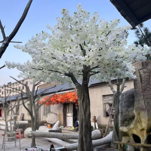 KIBONCY Japonais Blanc Artificiel Cerise Fleur Arbres Simulation Cerisier Arbre Blanc Faux souhaits Arbre Japonais hôtel du Bureau à la Maison 1mx0.9m