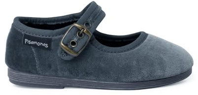 Pisamonas Ballerine con Cinturino Velluto Fibbia Dorata Antica Misurare 26 Colore Grigio