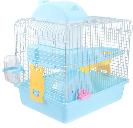 BCOATH Acrylfarbe Hellblau Hamsterkäfig Haustierkäfig Chinchillakäfig Haustierhaus Villakäfig Für Kleine Haustiere Doppellagig Tragbar Mit Rutsche Laufrad Auslaufsichere Wasserkanne Hellb