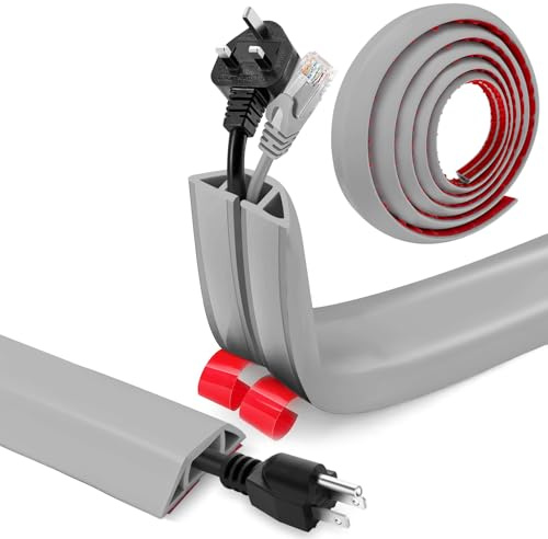 Bechoanigel Copricavo, 4 CM X 6 M PVC Flessibilità Protezioni per Cavi a Pavimento Facile da Tagliare, Pedane Passacavo per Tutti i Cavi di Alimentazione a Casa, Ufficio, Scuola, Magazzino (Grigio)