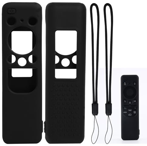 FunWorth Pack de 2 Fundas Compatibles con Mando a Distancia Samsung 2023, para TM2360E, BN59-01432A, BN59-01432J, Funda de Silicona Antideslizante para Mando a Distancia Smart TV, Negro
