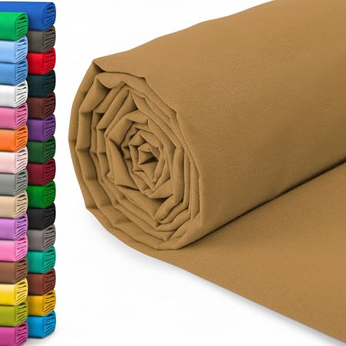 A-Express 100 % bomullstyg - 60 tum 150 cm brett - vanligt bomullstyg per meter - perfekt för quiltning, sömnad, klädtillverkning, gardinfoder, tygkassar, sängkläder, örngott - mörkbeige 0,5 meter