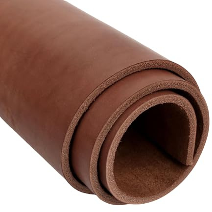 Full Grain Leather Sheet, 4-5mm Thick, Brown, Vegetable Tanned Cowhide for Crafting, Tooling, Sheath Making (Brown 6 x 6 inches)